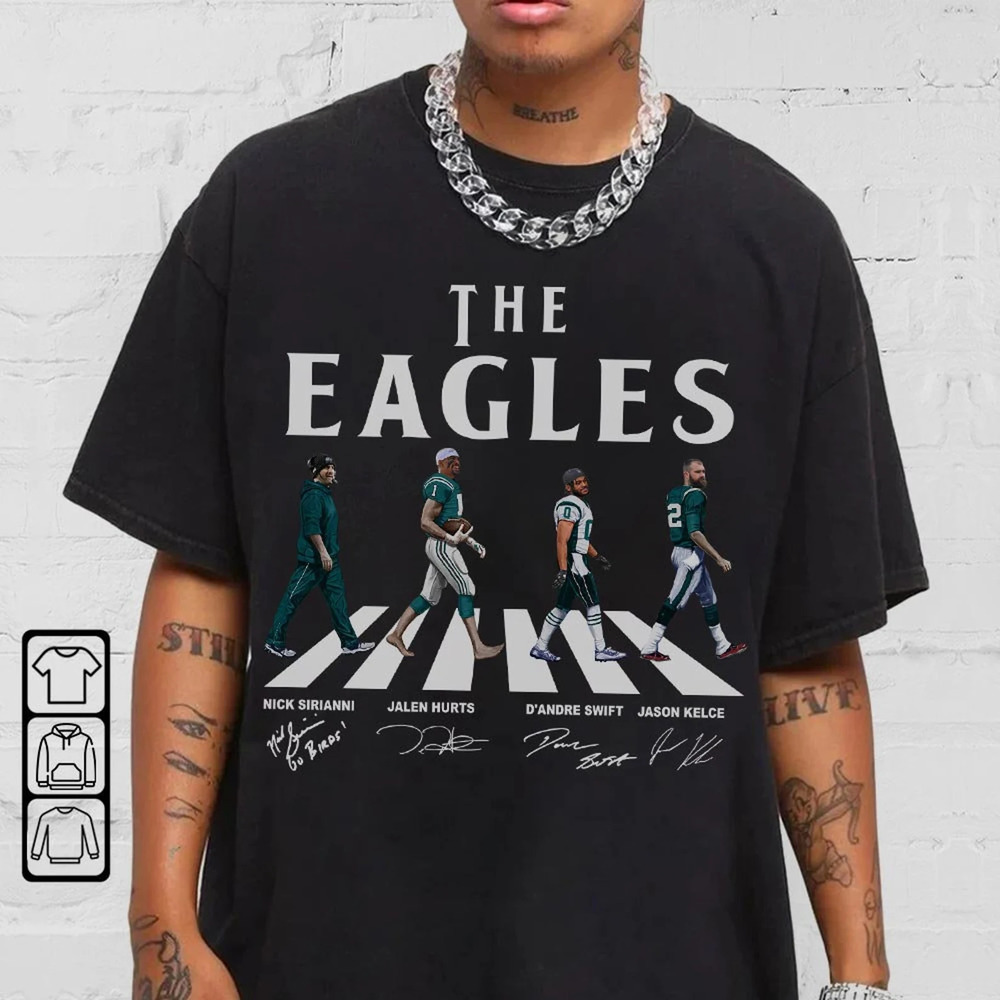 Eagles Walking Abbey Road Signatures Football Tshirt